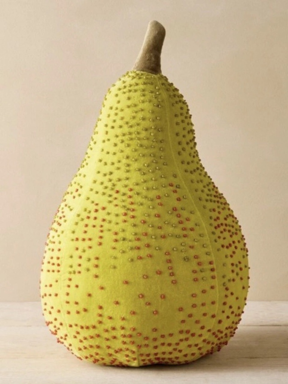 JOHN DERIAN NWT velvet bearded figural pear throw pillow